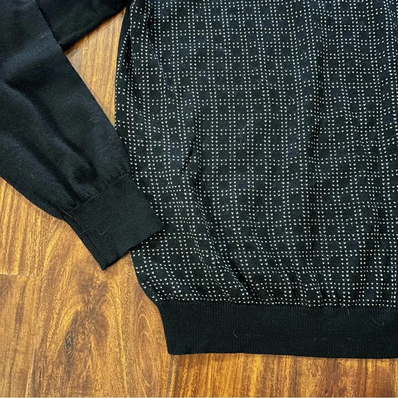 Toscano Mens Merino Wool Blend Quarter Zip Sweater Black Size XL - Picture 3 of 9